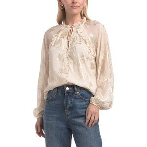 HAVER + BLAIR Yoryu With Floral Foil Printed Long Sleeve Top